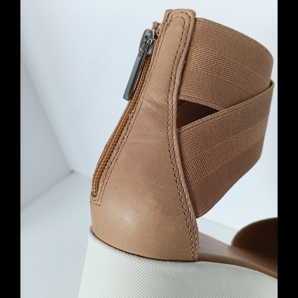 🤎 Sorel Tan Wedge Sandals Ballet Ankle Leather White Womens 5.5 Platform - Picture 13 of 13